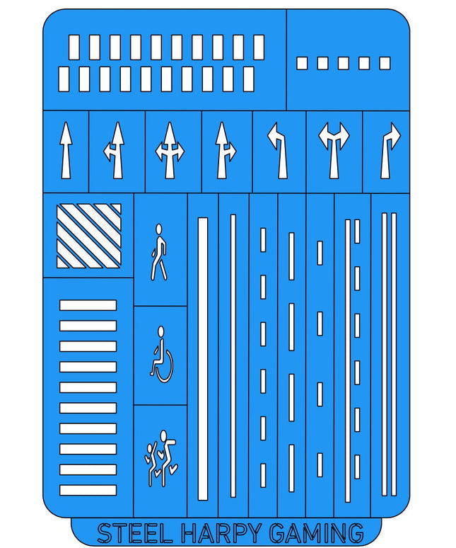 Road Markings Wargaming Airbrush/Painting Stencil