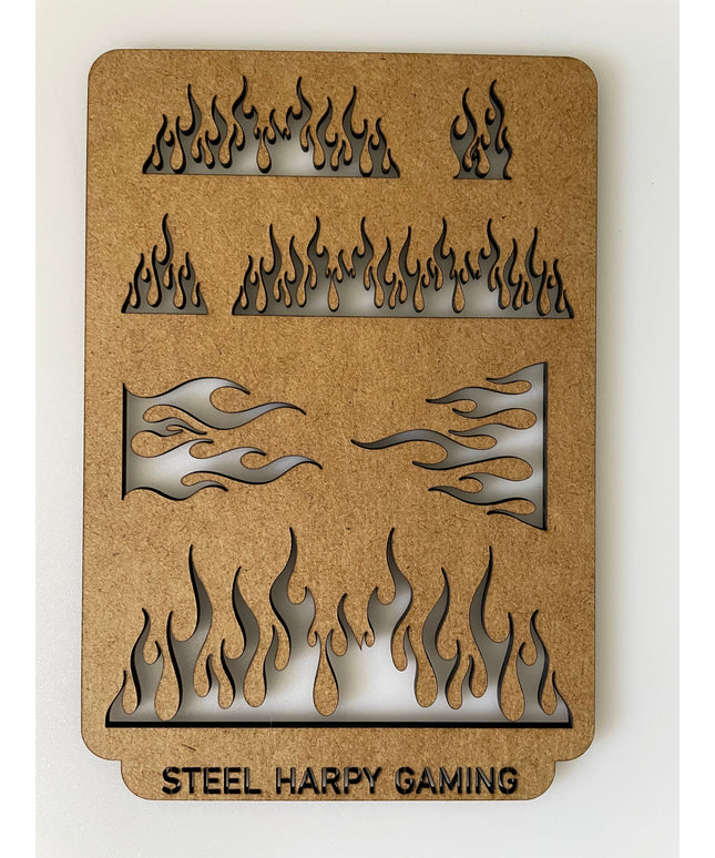 Flames Wooden Wargaming Airbrush/Painting Stencil