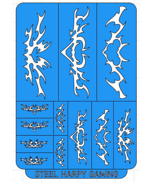 Dark Tribal Space Elves - Wargaming Airbrush/Painting Stencil